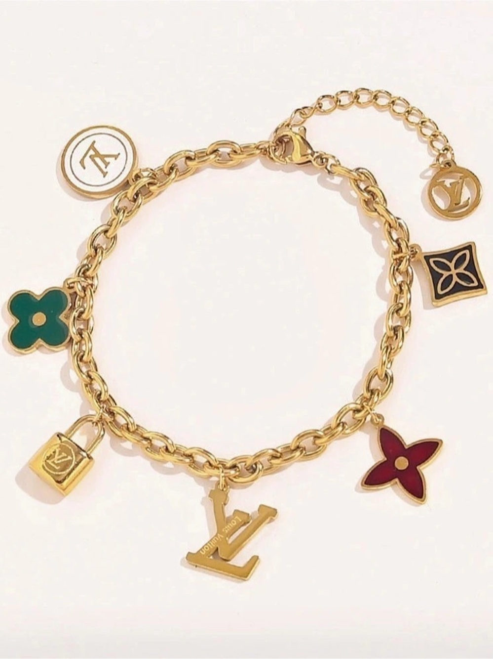 Designer Inspired Lulu Blooming Supple Bracelet Gold & Green